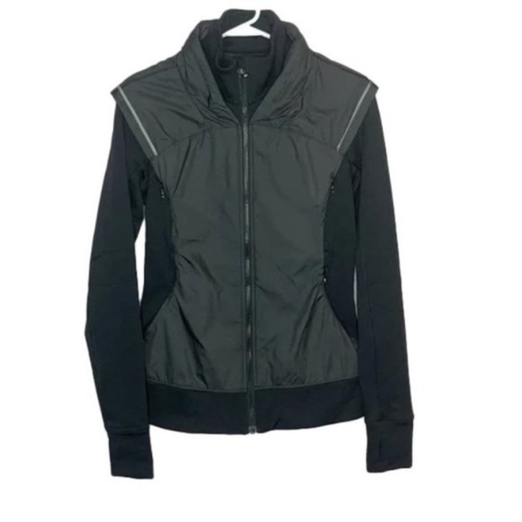 🆕 LULULEMON ATHLETICA Jacket Snug Sprinter Heathered Slate grey black zip up 6 - Picture 6 of 16